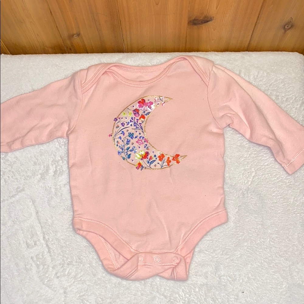 Old Navy Pink Floral Moon Bodysuit